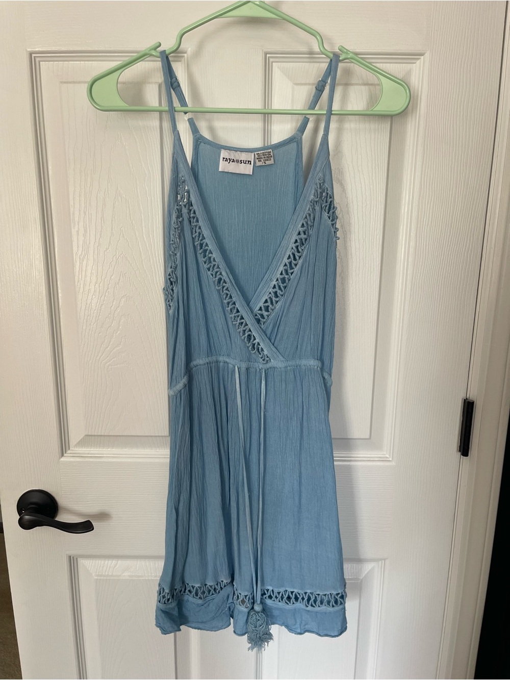 Light Blue Dress or Coverup with Crochet Trim